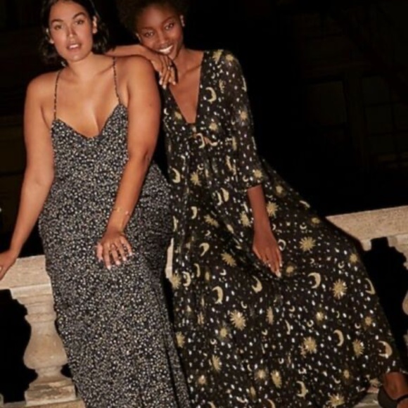 BNWT J.Crew Tie-Front Lurex Maxi Dress in Celestial Star Moon Sun Print XS - Picture 5 of 6